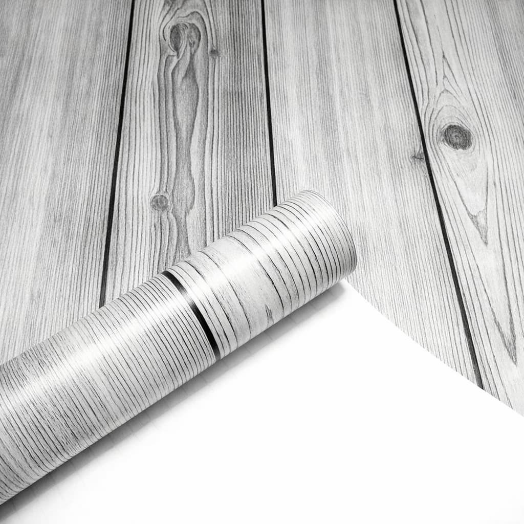 Samolepicí tapeta šedé dřevo, svislé panely 45 cm x 5 m 